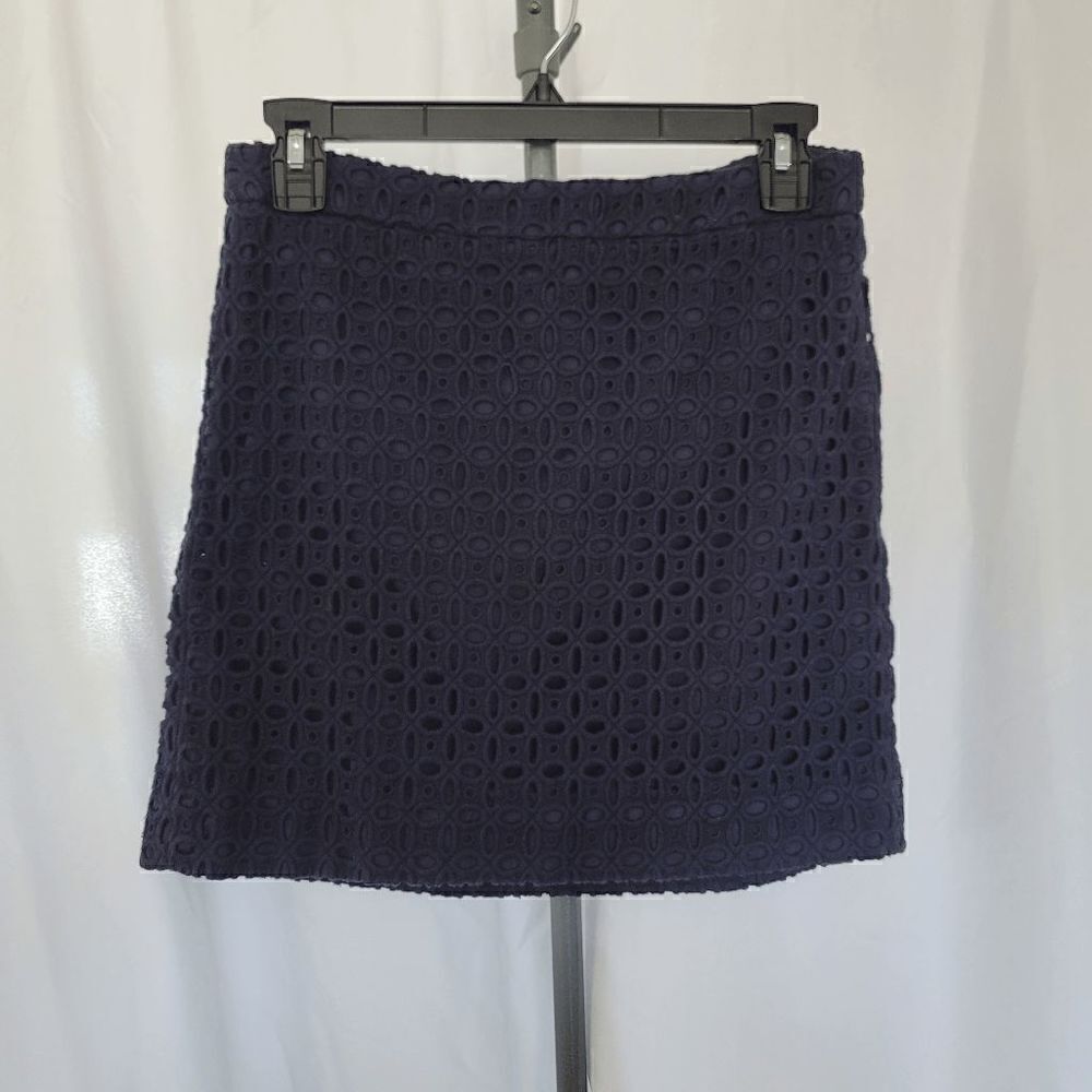 J crew womens navy eyelet pencil mini lining skirt size 2